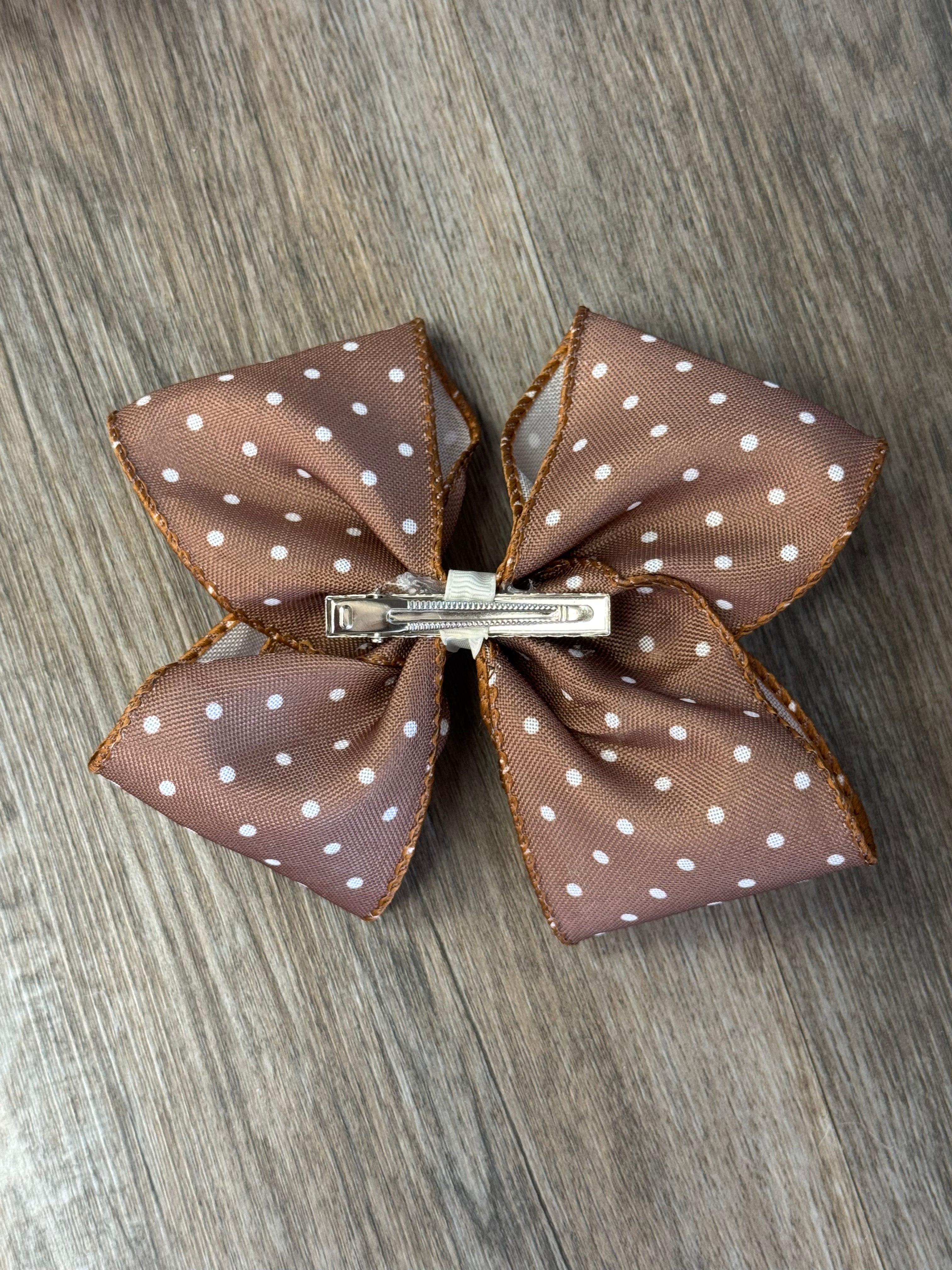 Autumn Latte Polka Dot Hair Bow