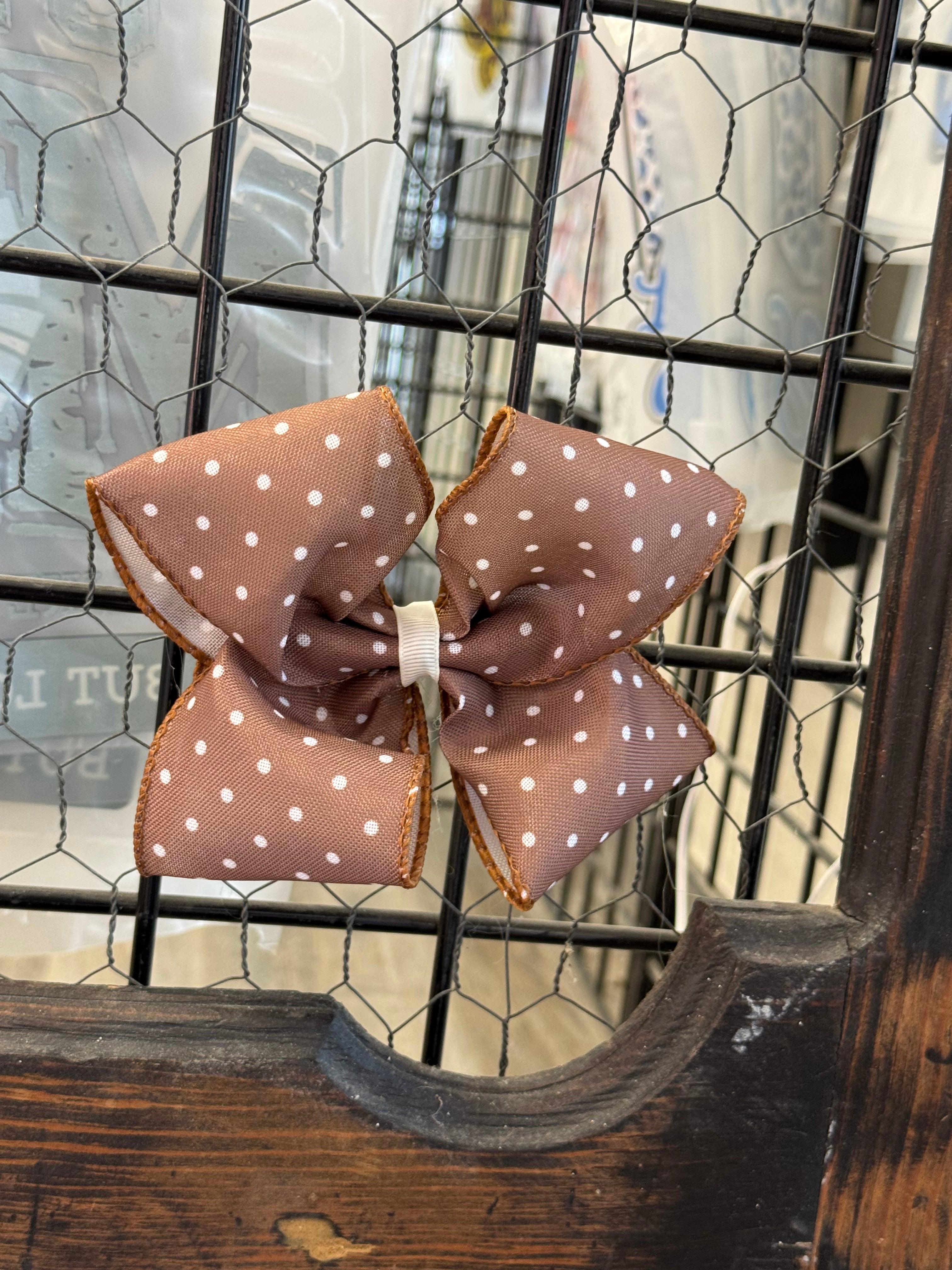Autumn Latte Polka Dot Hair Bow