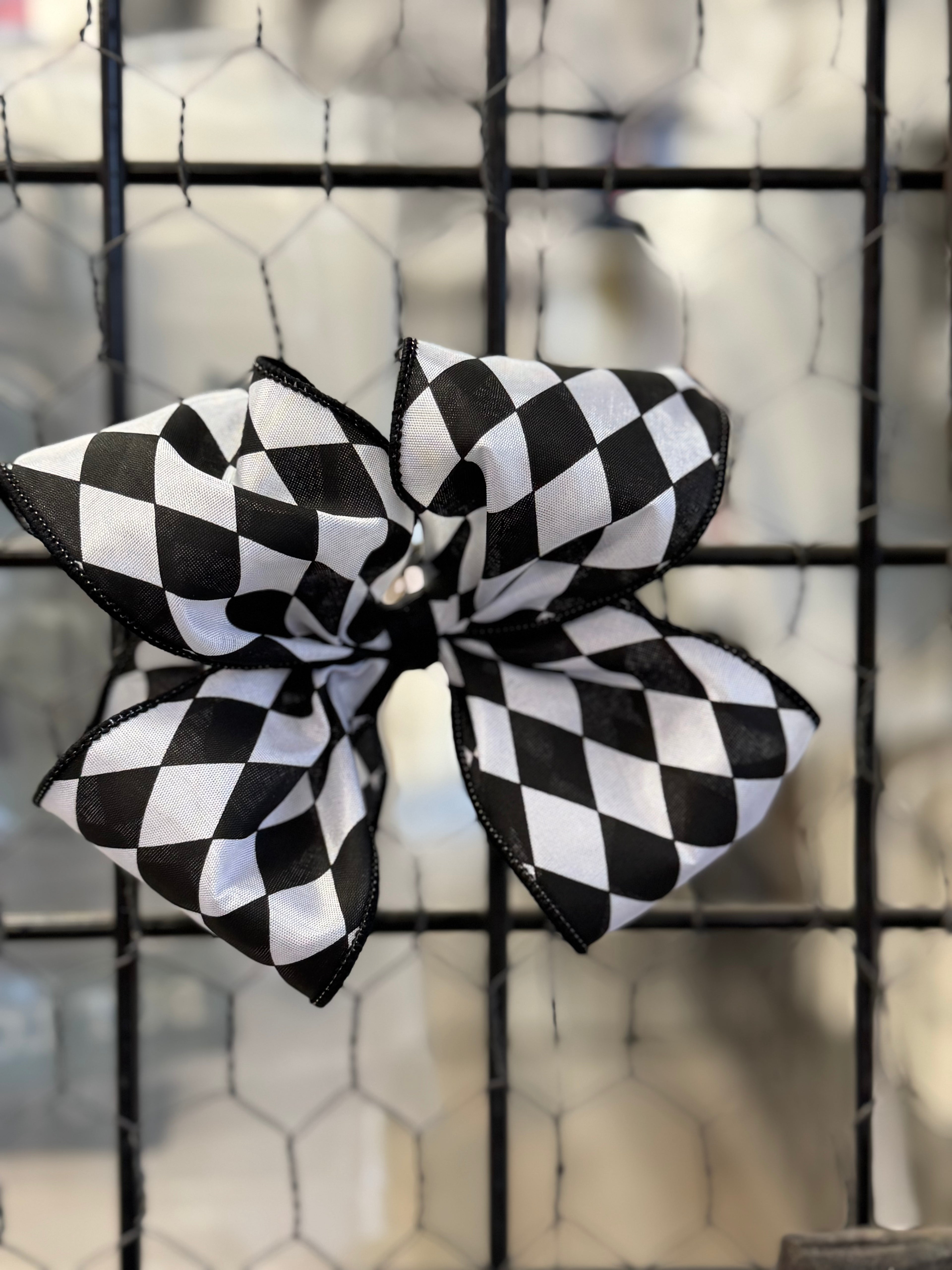 Black & White Harlequin Hair Bow
