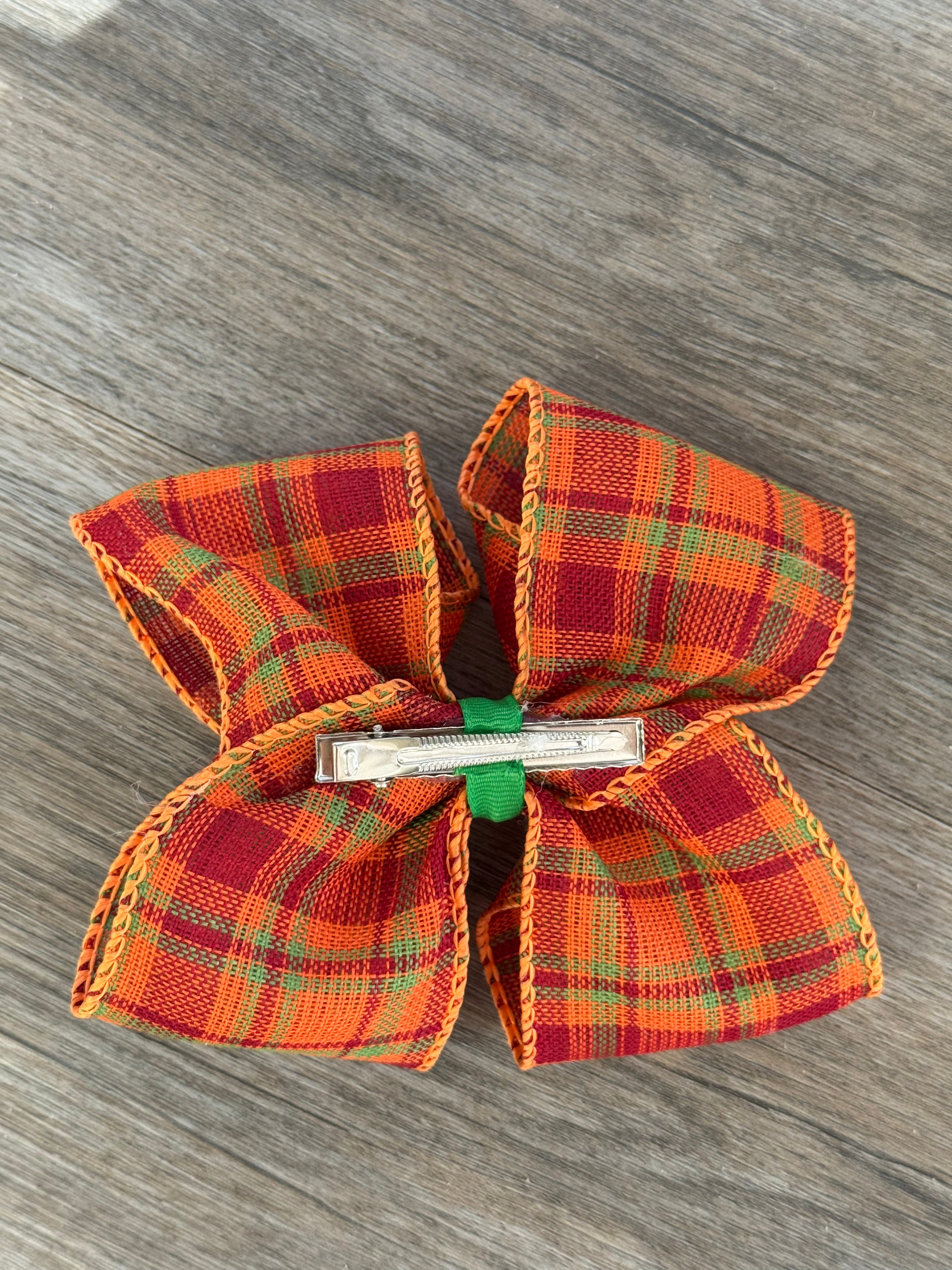 Pumpkin Patch Plaid Hair Bow