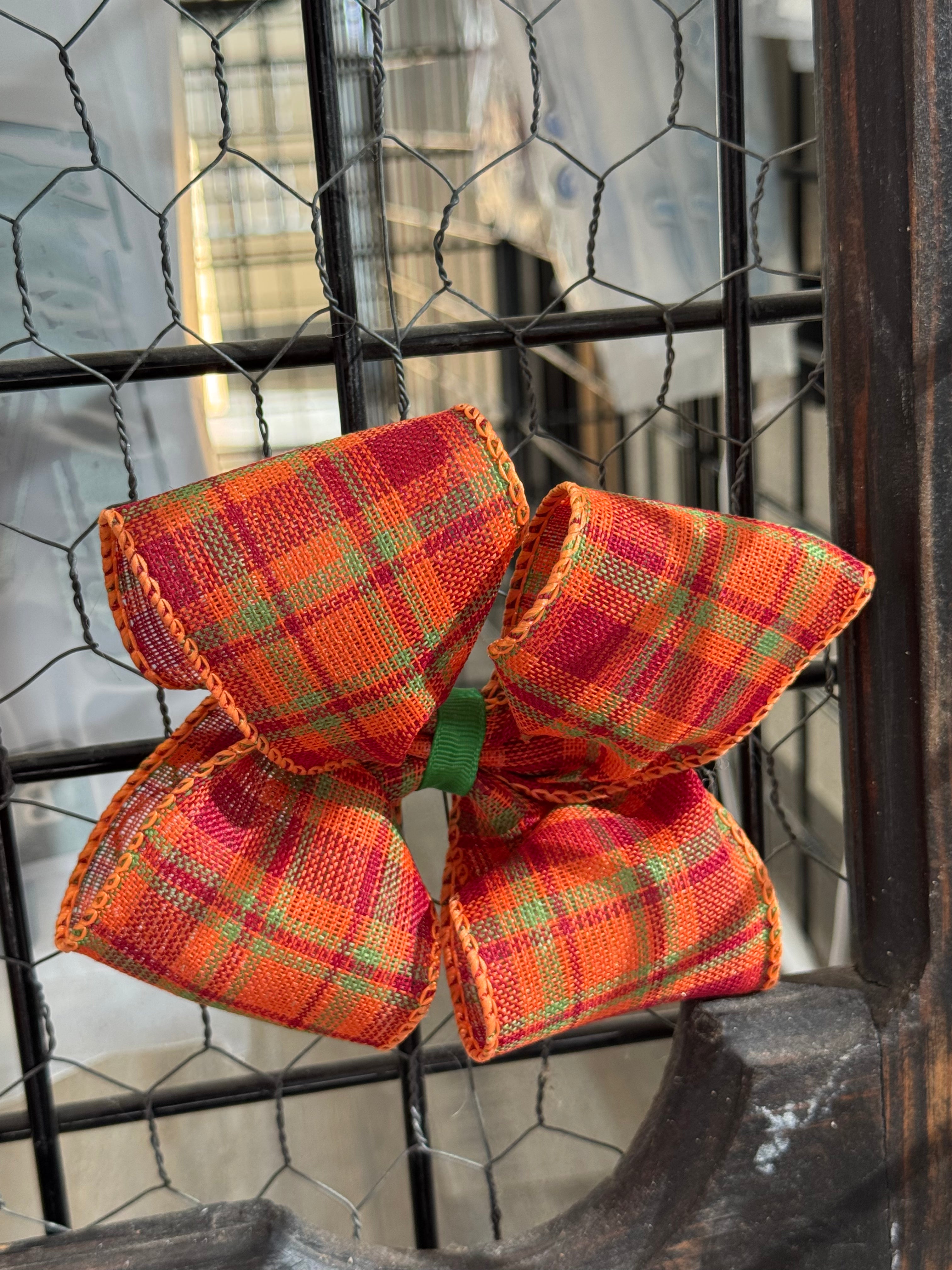 Pumpkin Patch Plaid Hair Bow