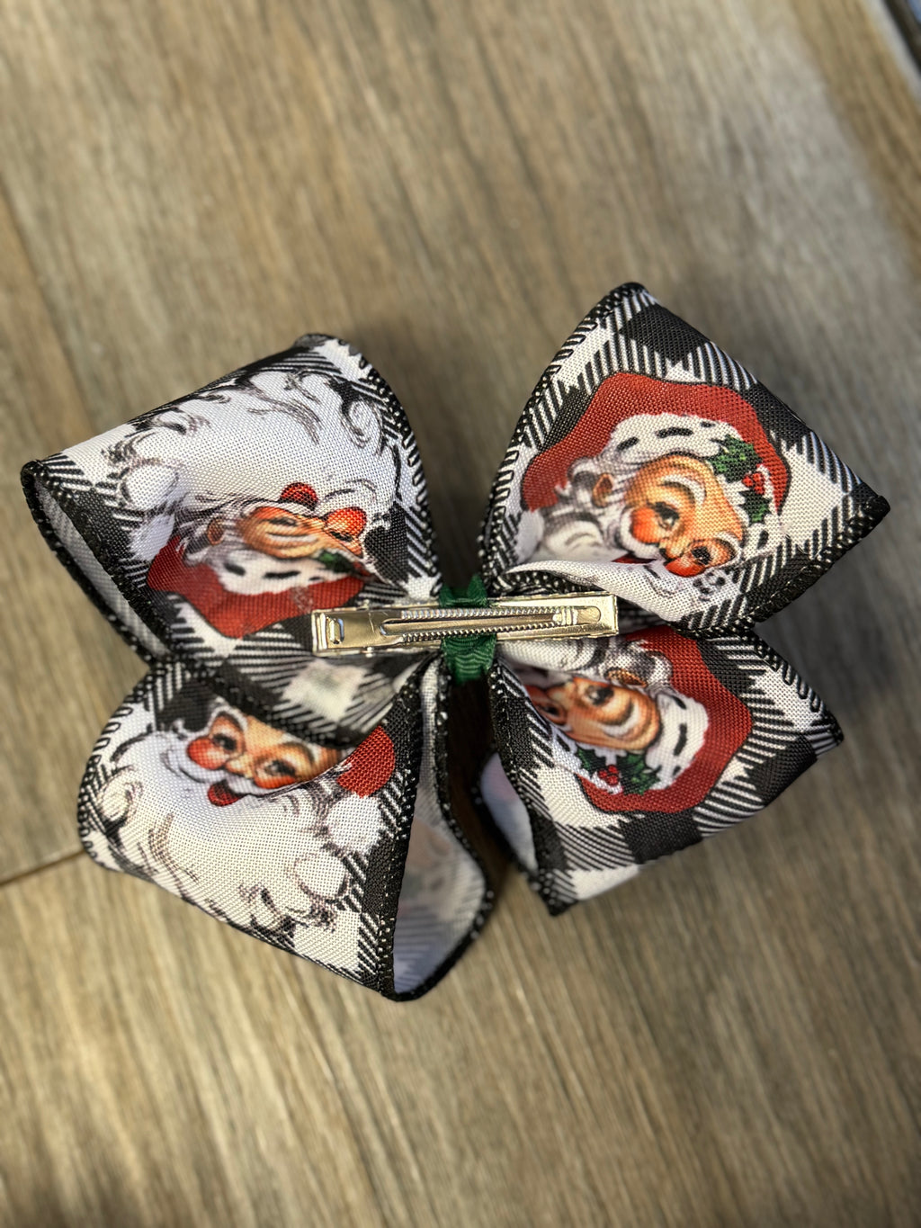 Plaid Santa Hair Bow